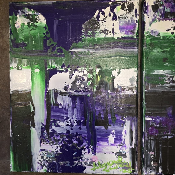 HANDCRAFTED Abstract Painting HANDMADE Artwork HANDPAINTED Wall Art Decor - Picture 4 of 17